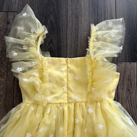 Jessica Simpson Yellow Floral Tulle Ruffle Dress Girl Size 10 Easter Party - Picture 4 of 10